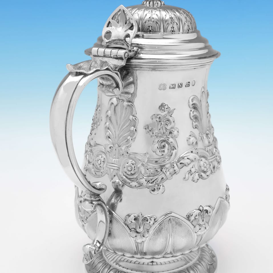 Antique Sterling Silver Tankard - Hawksworth Eyres & Co., hallmarked in 1856 Sheffield - Victorian - Image 4