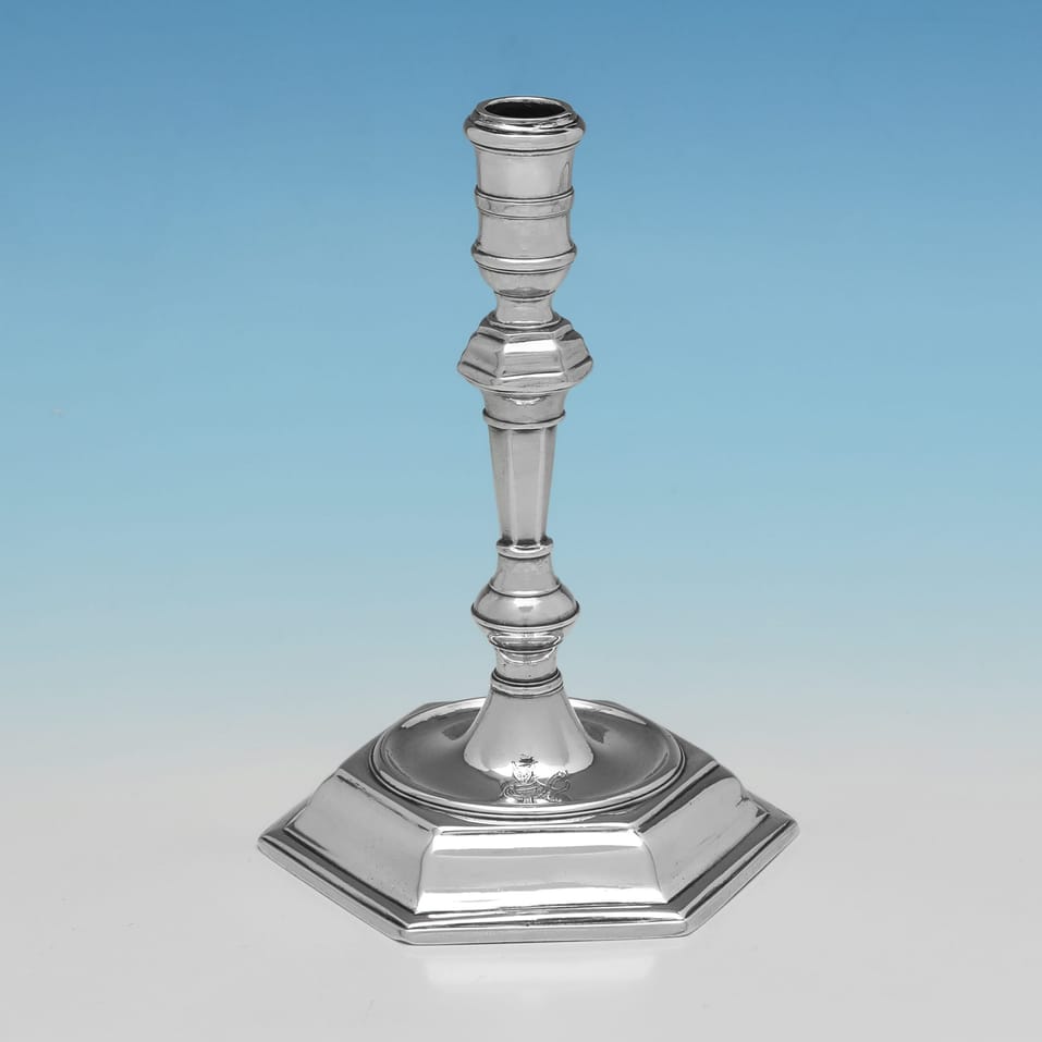 Antique Sterling Silver Pair of Tapersticks - Francis Turner, hallmarked in 1723 London - George I - Image 2