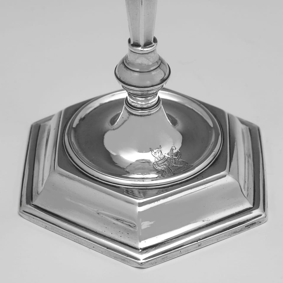 Antique Sterling Silver Pair of Tapersticks - Francis Turner, hallmarked in 1723 London - George I - Image 4