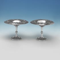 Antique Sterling Silver Pair of Tazzas - Gilbert Marks, hallmarked in 1899 London - Victorian - Thumbnail 1