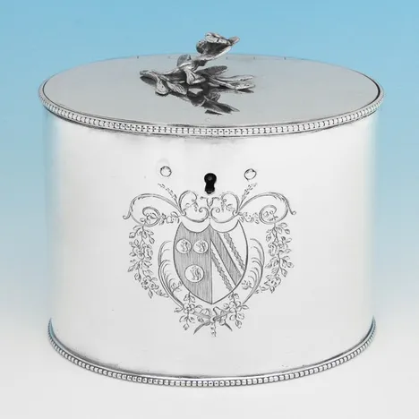 Antique Sterling Silver Tea Caddy - William Stephenson, hallmarked in 1780 London - George III