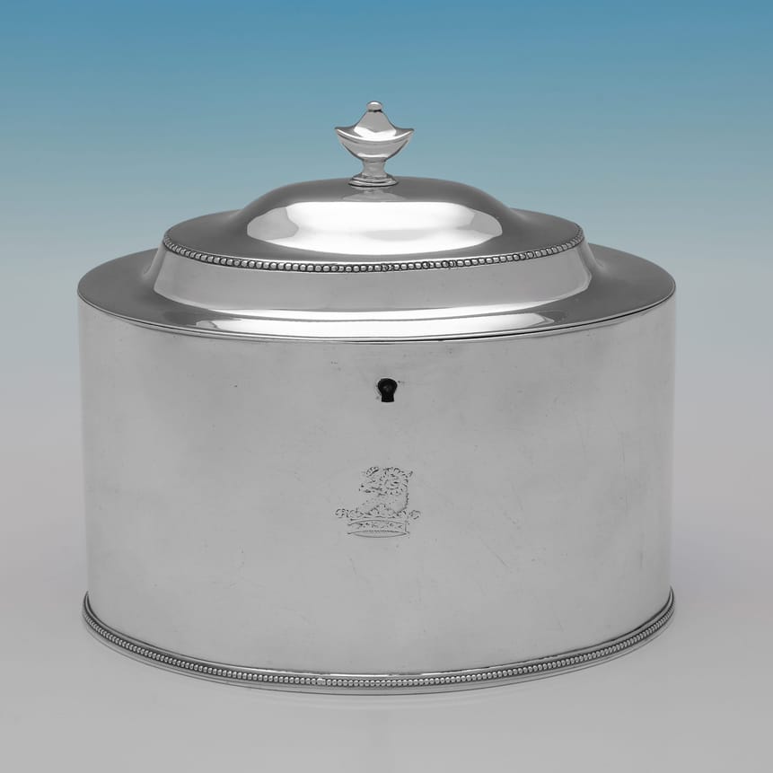 Antique Sterling Silver Tea Caddy - Robert & David Hennell, hallmarked in 1800 London - George III