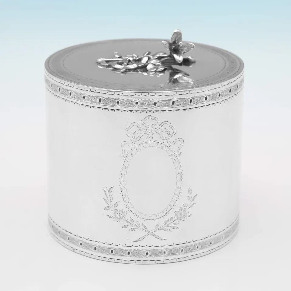 Antique Sterling Silver Tea Caddy - Blackburn & Tysall, hallmarked in 1905 London - Edwardian