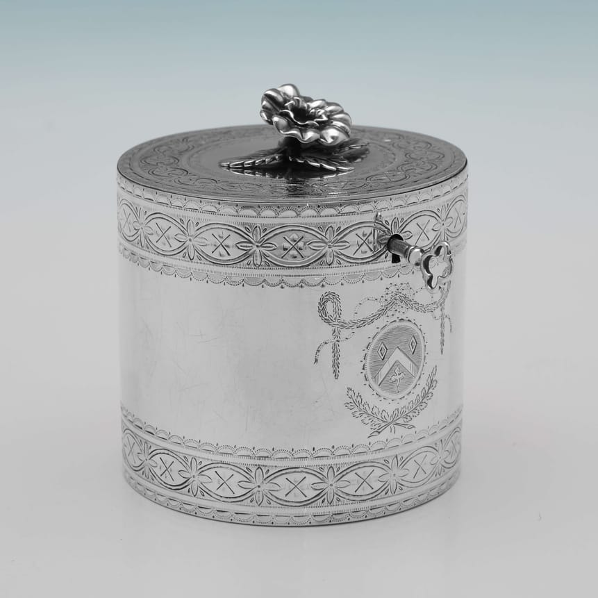 Antique Sterling Silver Tea Caddy - Walter Brind Hallmarked In 1775 London - Georgian - Image 1