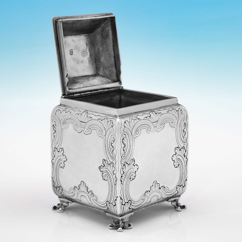 Antique Sterling Silver Suite of Tea & Sugar Caddies - John Pero, hallmarked in 1739 London - George II - Image 11