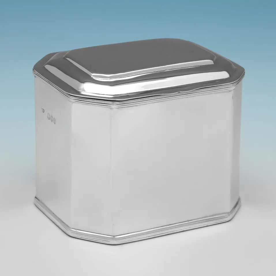 Antique Sterling Silver Tea Caddy - John Henry Rawlings, hallmarked in 1891 London - Victorian