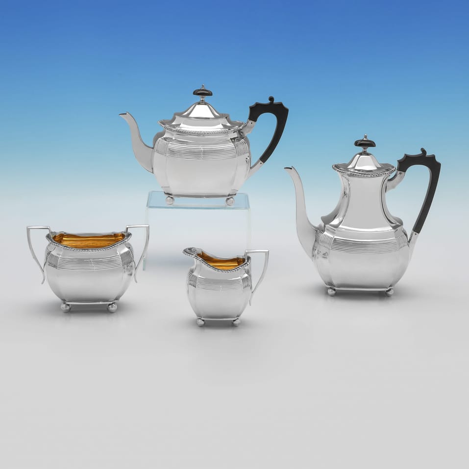 Antique Sterling Silver 4 Piece Tea Set - Elkington & Co., hallmarked in 1897 Birmingham - Victorian