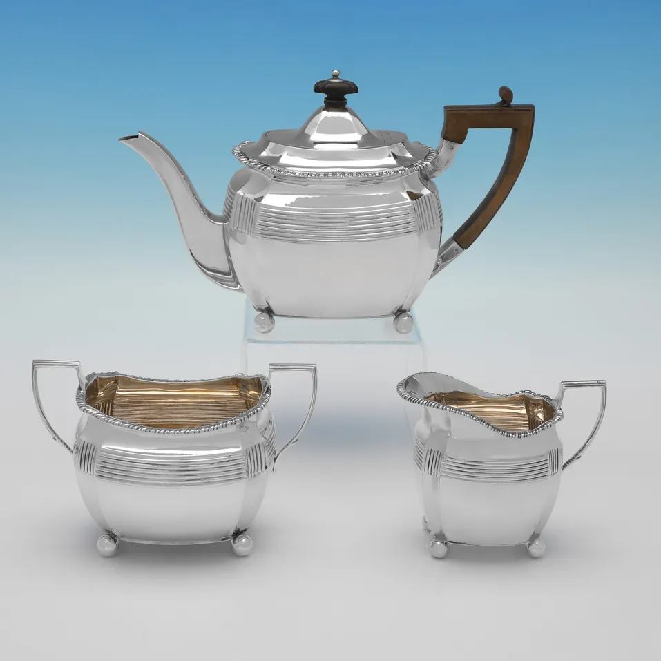 Antique Sterling Silver 3 piece Tea Set - Henry Stratford, hallmarked in 1893 Sheffield - Victorian
