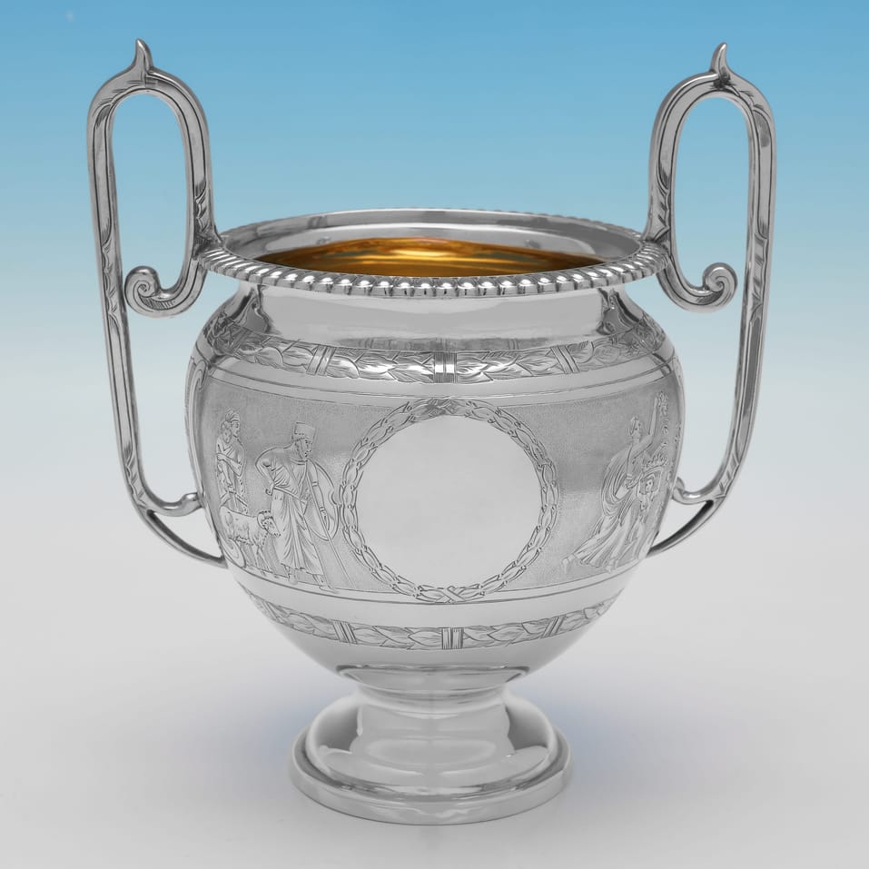 Antique Sterling Silver 'Roman Revival' 4 Piece Tea Set - Roberts & Belk, hallmarked in 1875 Sheffield - Victorian - Image 2