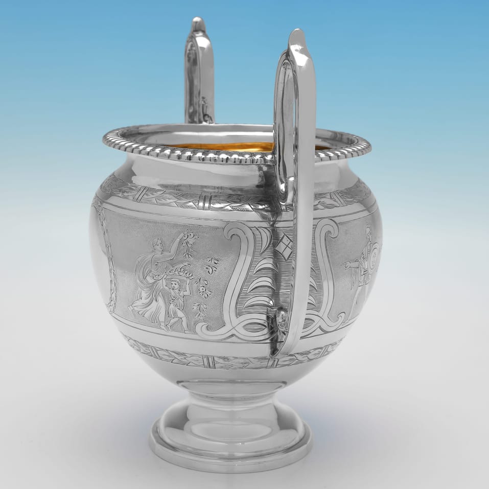 Antique Sterling Silver 'Roman Revival' 4 Piece Tea Set - Roberts & Belk, hallmarked in 1875 Sheffield - Victorian - Image 3