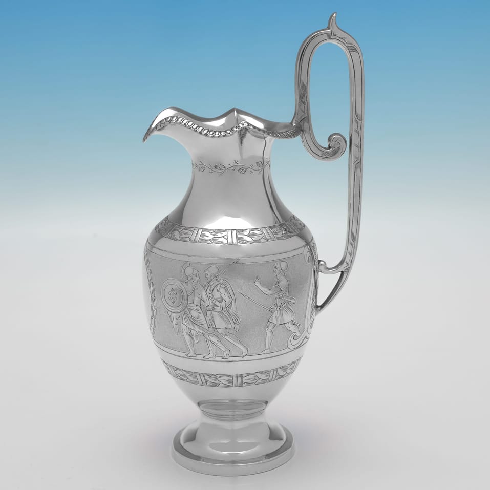 Antique Sterling Silver 'Roman Revival' 4 Piece Tea Set - Roberts & Belk, hallmarked in 1875 Sheffield - Victorian - Image 4