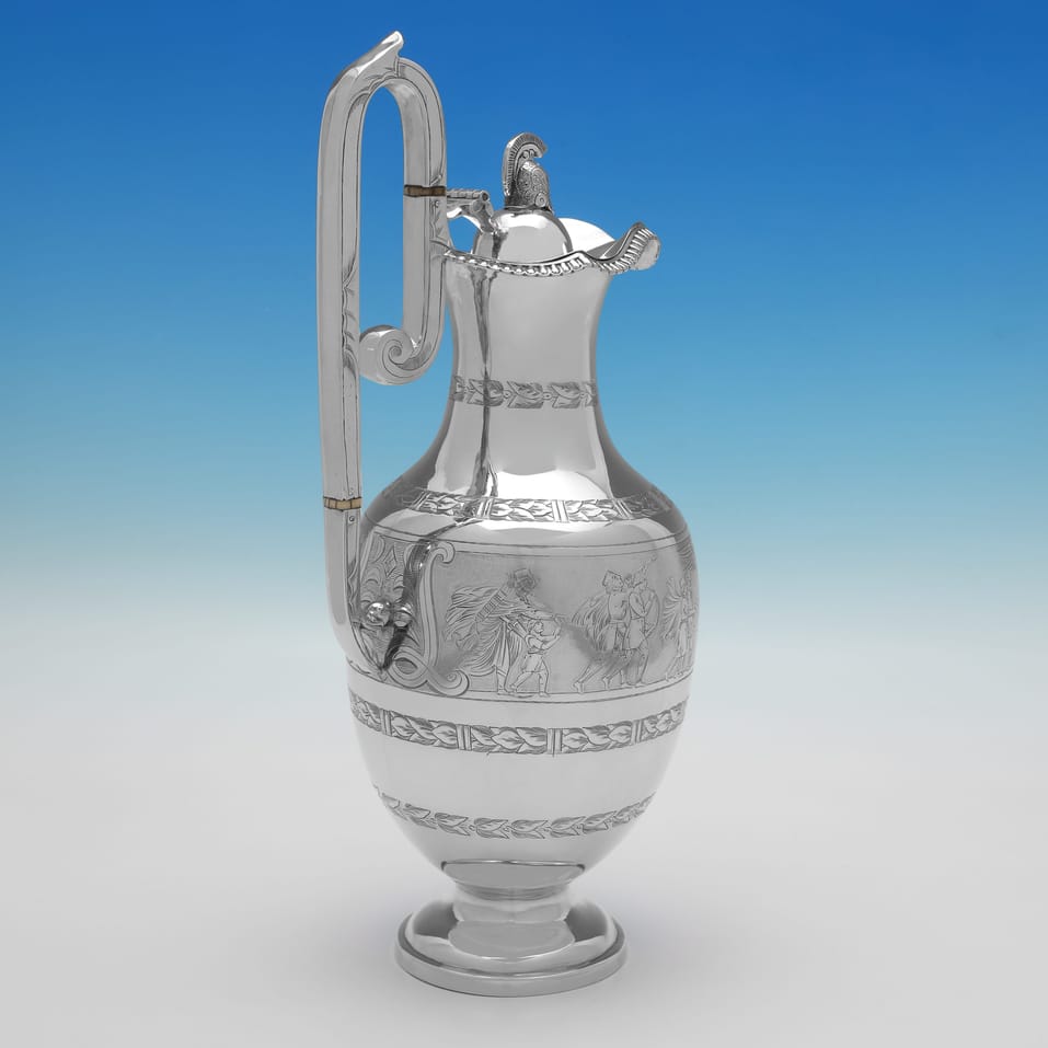 Antique Sterling Silver 'Roman Revival' 4 Piece Tea Set - Roberts & Belk, hallmarked in 1875 Sheffield - Victorian - Image 9