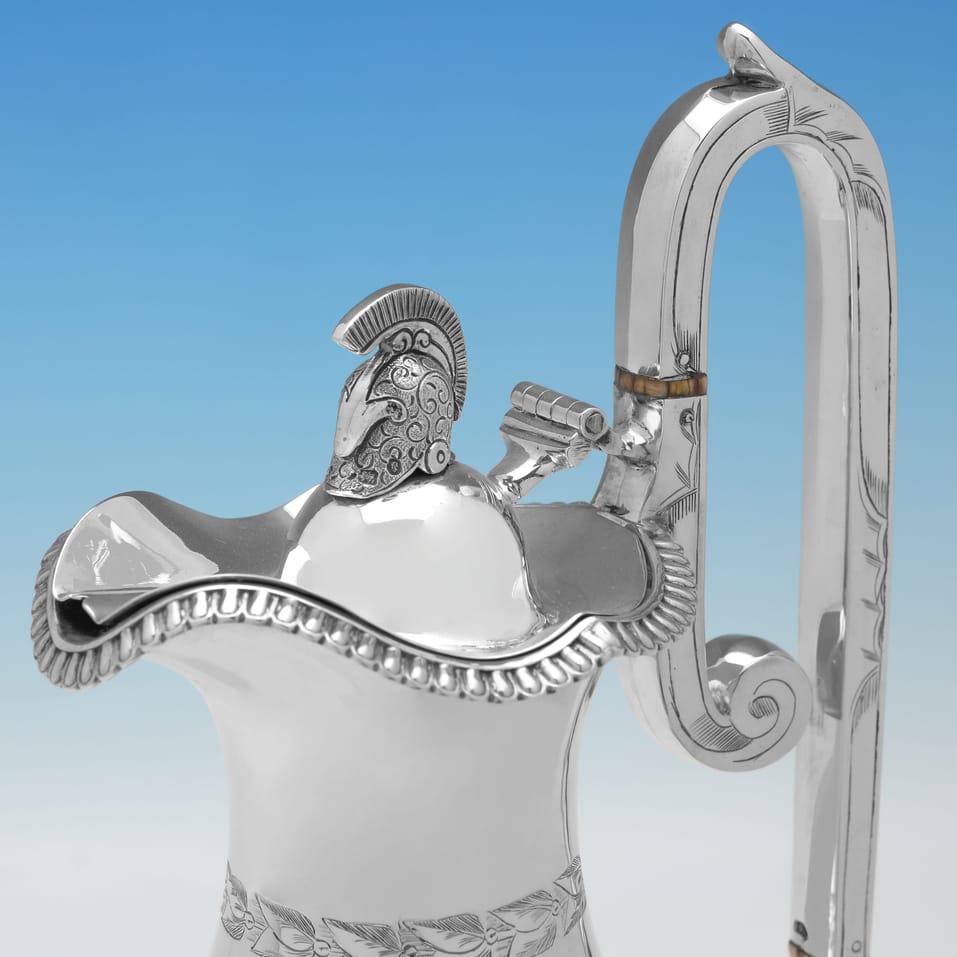Antique Sterling Silver 'Roman Revival' 4 Piece Tea Set - Roberts & Belk, hallmarked in 1875 Sheffield - Victorian - Image 12