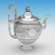 Antique Sterling Silver 'Roman Revival' 4 Piece Tea Set - Roberts & Belk, hallmarked in 1875 Sheffield - Victorian - Thumbnail 14