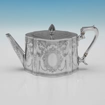 Antique Sterling Silver 4 Piece 'Can' Shaped Tea Set - A. B. Savory & Sons, hallmarked in 1880 London - Victorian - Thumbnail 2