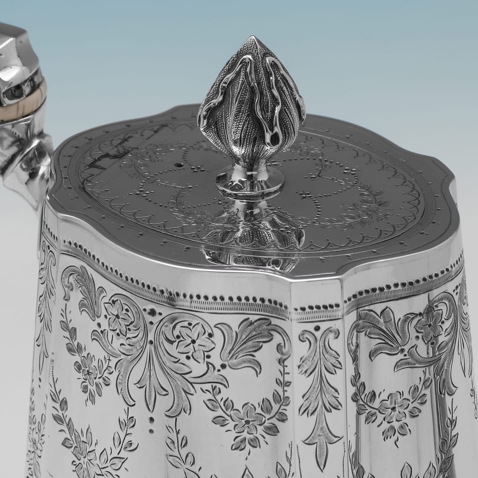 Antique Sterling Silver 4 Piece 'Can' Shaped Tea Set - A. B. Savory & Sons, hallmarked in 1880 London - Victorian - Image 5