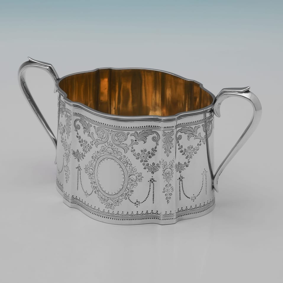 Antique Sterling Silver 4 Piece 'Can' Shaped Tea Set - A. B. Savory & Sons, hallmarked in 1880 London - Victorian - Image 6