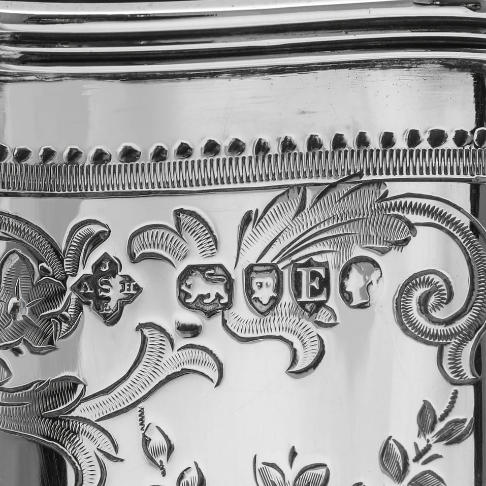 Antique Sterling Silver 4 Piece 'Can' Shaped Tea Set - A. B. Savory & Sons, hallmarked in 1880 London - Victorian - Image 8
