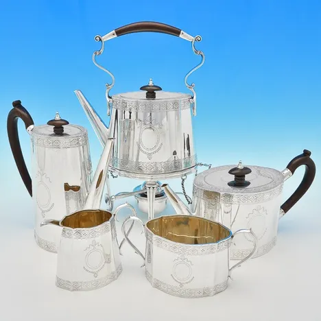 Antique Sterling Silver 5 Piece Tea Set - Mappin & Webb, hallmarked in 1915 Sheffield - George V