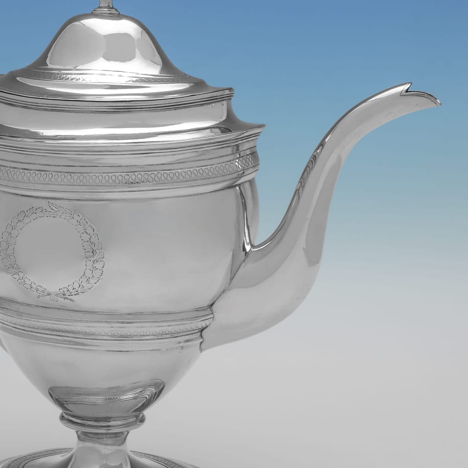 Antique Sterling Silver 4 Piece Tea Set - Robert & David Hennell, hallmarked in 1799 London - George III - Image 3