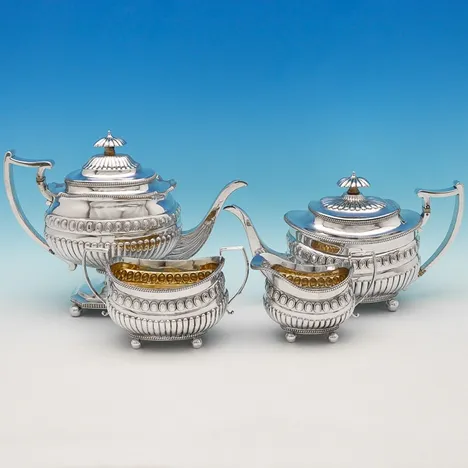 Antique Sterling Silver 4 Piece Tea Set - John Shea, hallmarked in 1811 London - Regency