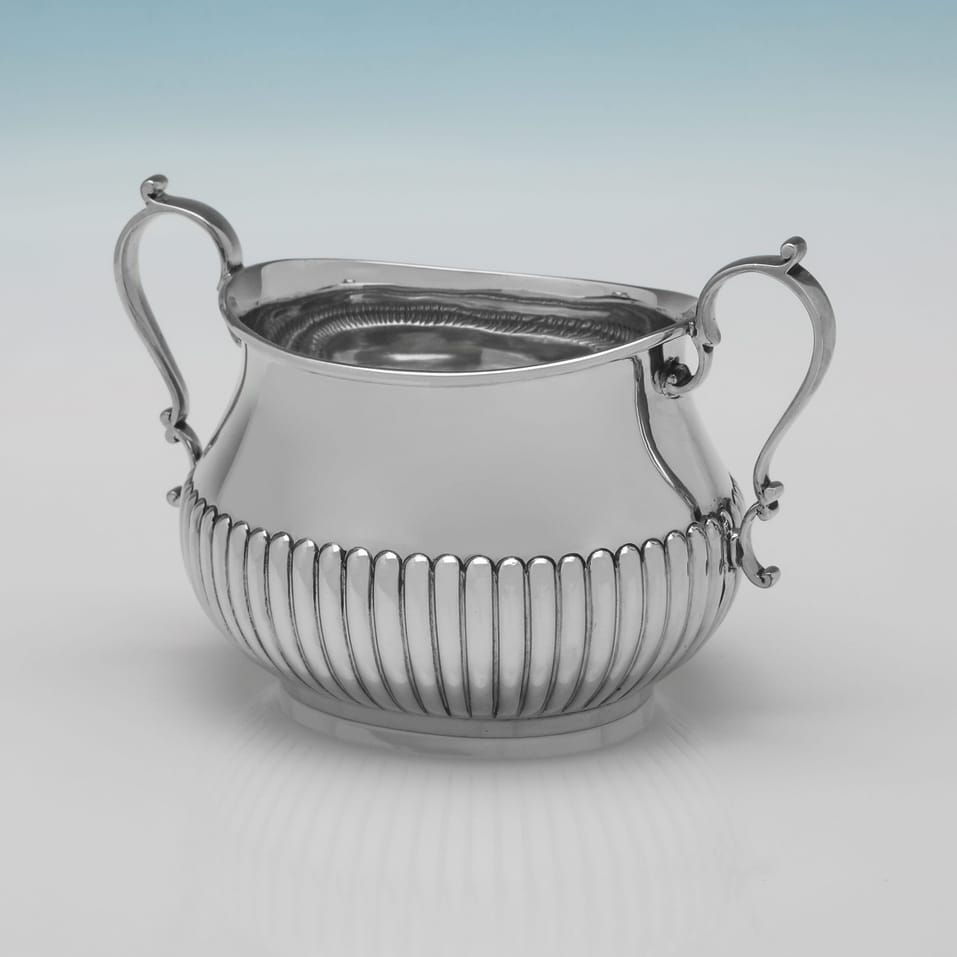 Antique Sterling Silver 4 Piece 'Queen Anne' Design Tea Set - Martin, Hall & Co., hallmarked in 1893 Sheffield - Victorian - Image 7