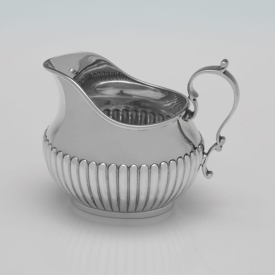 Antique Sterling Silver 4 Piece 'Queen Anne' Design Tea Set - Martin, Hall & Co., hallmarked in 1893 Sheffield - Victorian - Image 8