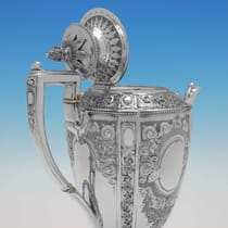 Antique Sterling Silver 4 Piece Tea Set - Martin, Hall & Co., hallmarked in 1876 London - Victorian - Thumbnail 4