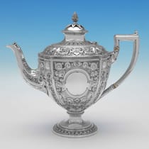 Antique Sterling Silver 4 Piece Tea Set - Martin, Hall & Co., hallmarked in 1876 London - Victorian - Thumbnail 5