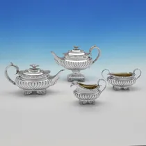 Antique Sterling Silver 4 Piece Tea Set - Charles Fox II, hallmarked in 1828 London - George IV - Thumbnail 1