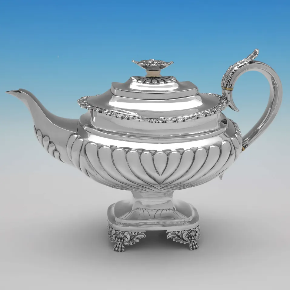 Antique Sterling Silver 4 Piece Tea Set - Charles Fox II, hallmarked in 1828 London - George IV - Image 2