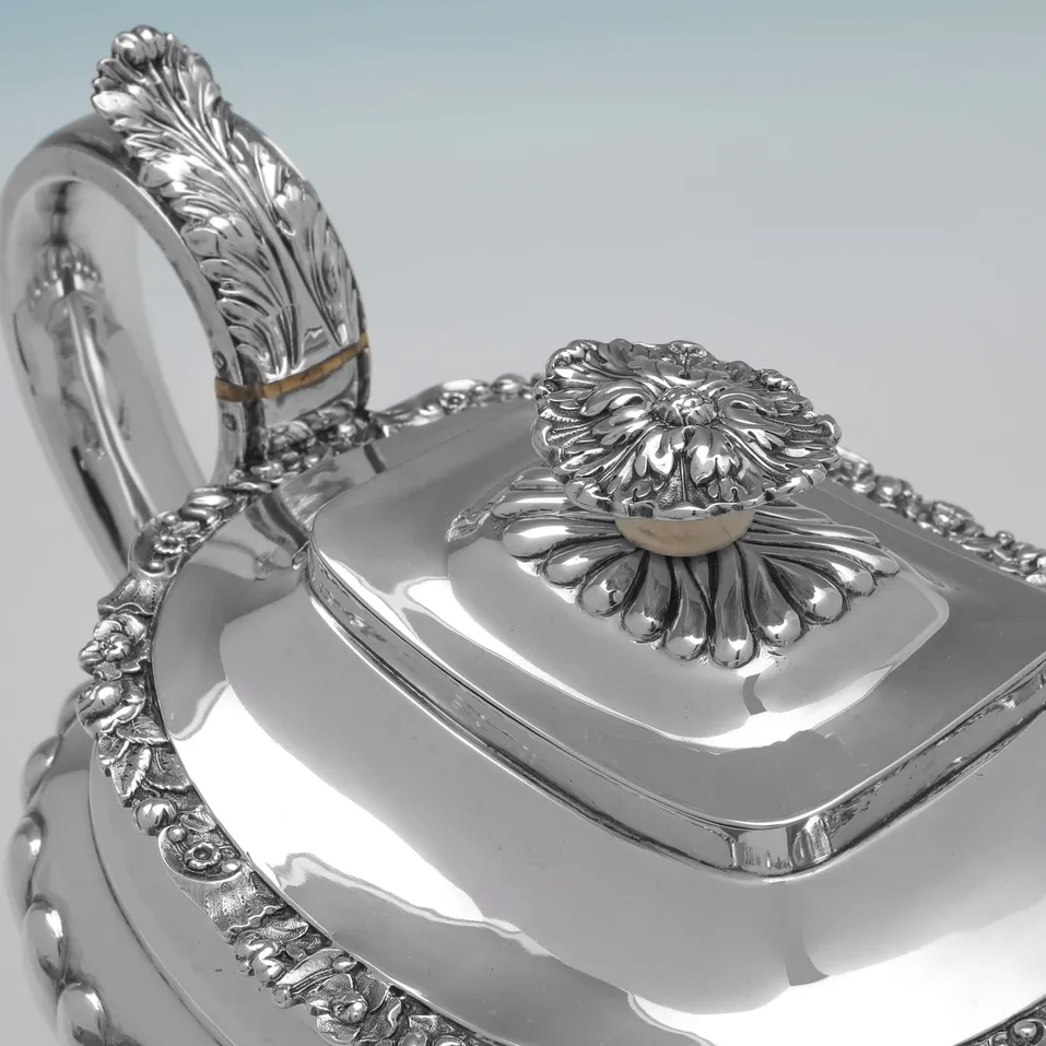 Antique Sterling Silver 4 Piece Tea Set - Charles Fox II, hallmarked in 1828 London - George IV - Image 3
