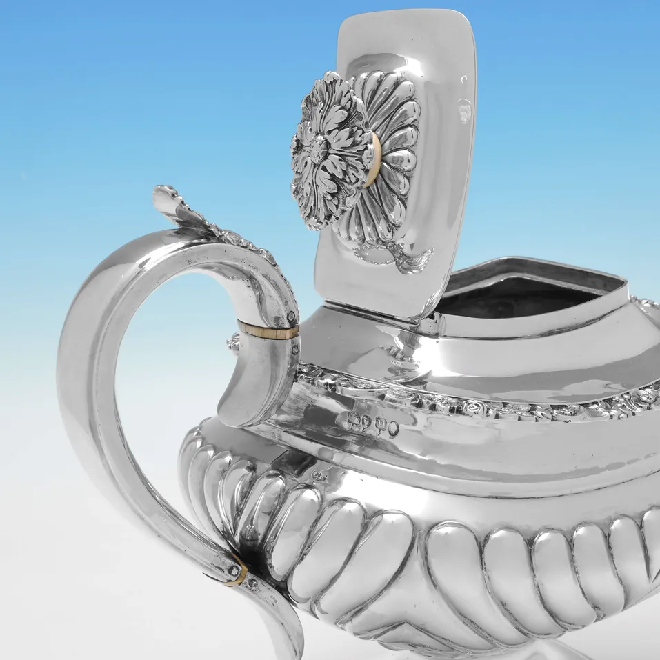 Antique Sterling Silver 4 Piece Tea Set - Charles Fox II, hallmarked in 1828 London - George IV - Image 4