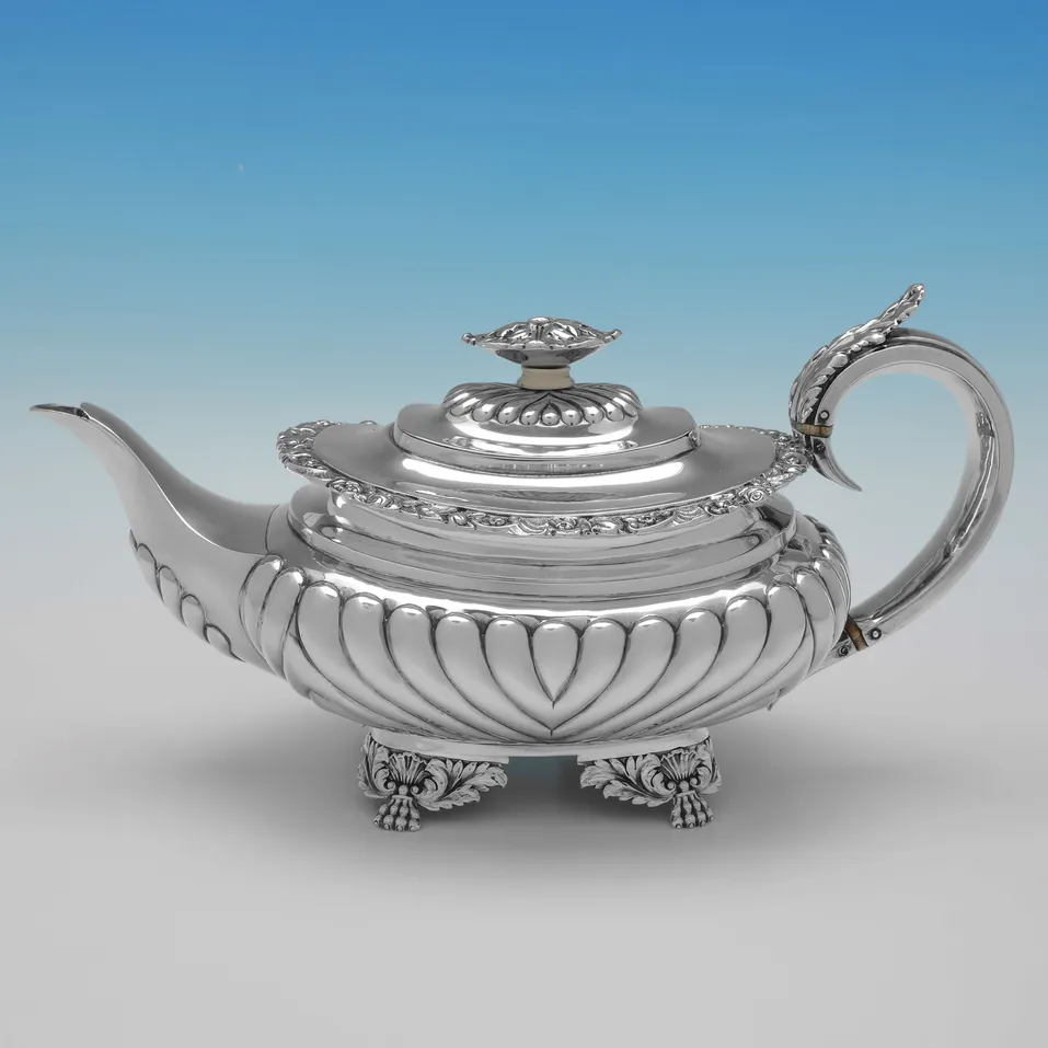 Antique Sterling Silver 4 Piece Tea Set - Charles Fox II, hallmarked in 1828 London - George IV - Image 6