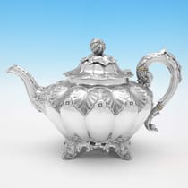 Antique Sterling Silver Tea Set - Joseph & Albert Savory, hallmarked in 1851 London - Victorian - Thumbnail 4