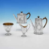 Antique Sterling Silver Tea Set - Walter & John Barnard, hallmarked in 1887 London - Victorian - Thumbnail 1