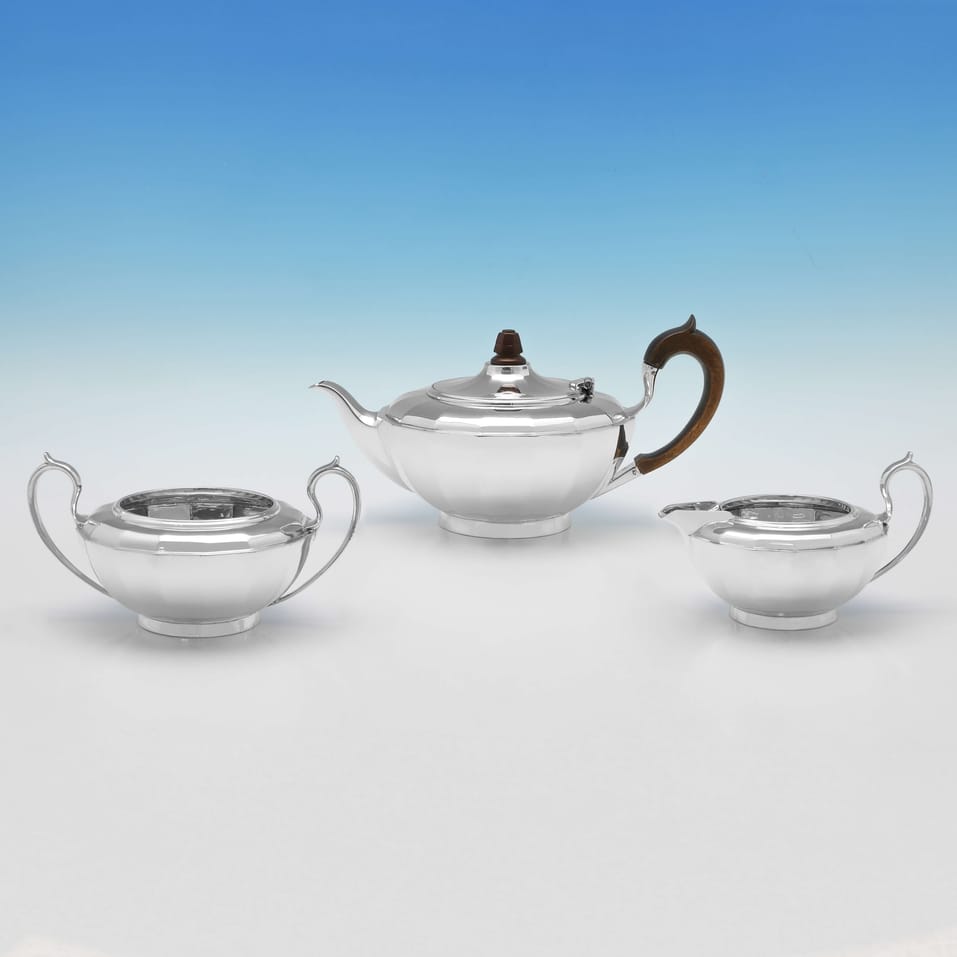 Antique Sterling Silver 3 Piece Tea Set - Elkington & Co., hallmarked in 1918 Birmingham - George V