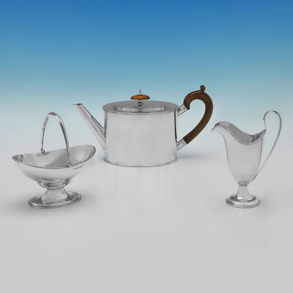 Sterling Silver 3 Piece Tea Set - J. B. Chatterley & Sons Ltd., hallmarked in 1935 London - George V
