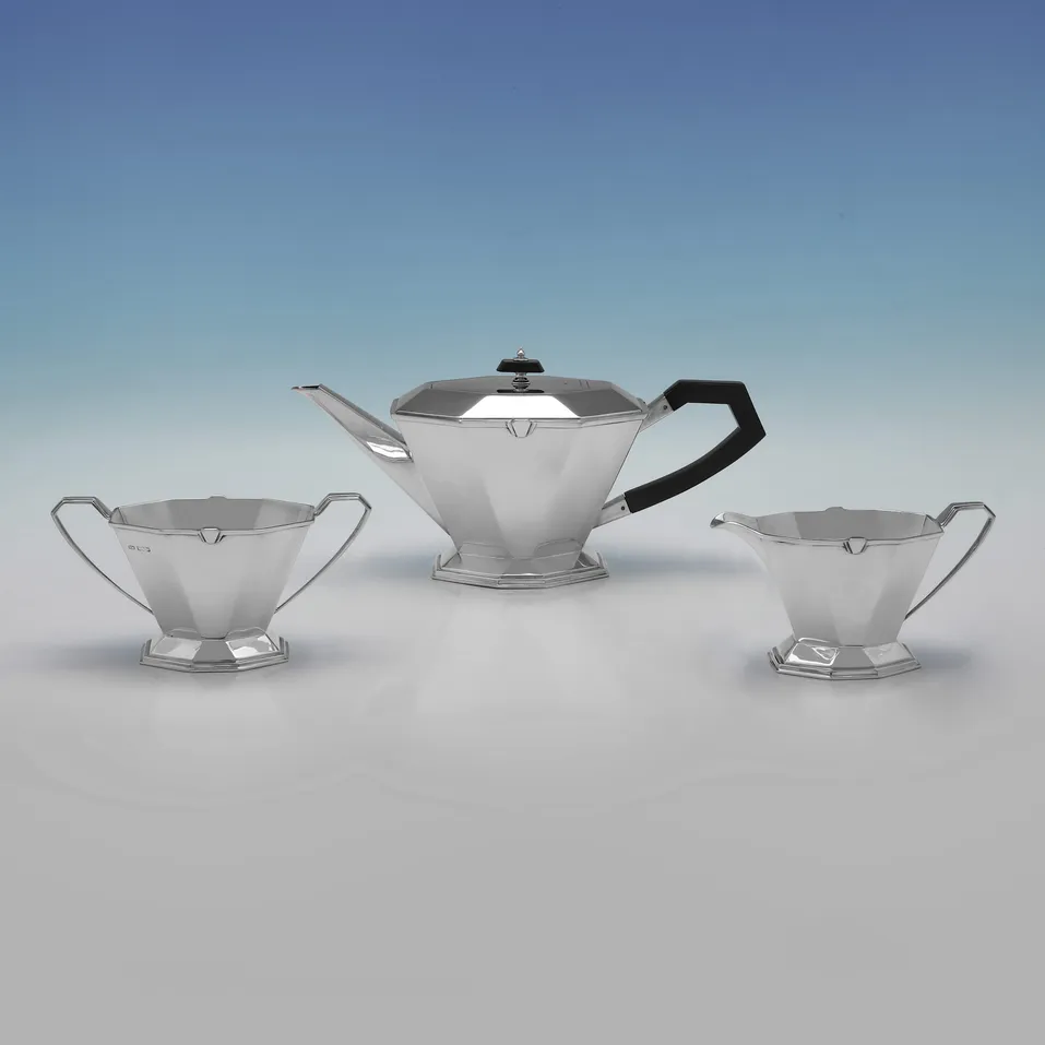 Sterling Silver 3 Piece Tea Set - Lee & Wigfull, hallmarked in 1937 Sheffield - George VI