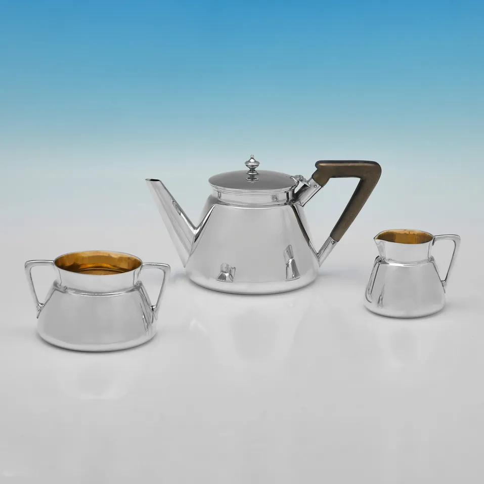 Antique Sterling Silver 3 Piece Tea Set - Barnard Brothers, hallmarked in 1908 London - Edwardian
