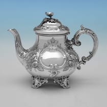 Antique Sterling Silver 3 Piece Tea Set - Edward & John Barnard, hallmarked in 1875 London - Victorian - Thumbnail 2