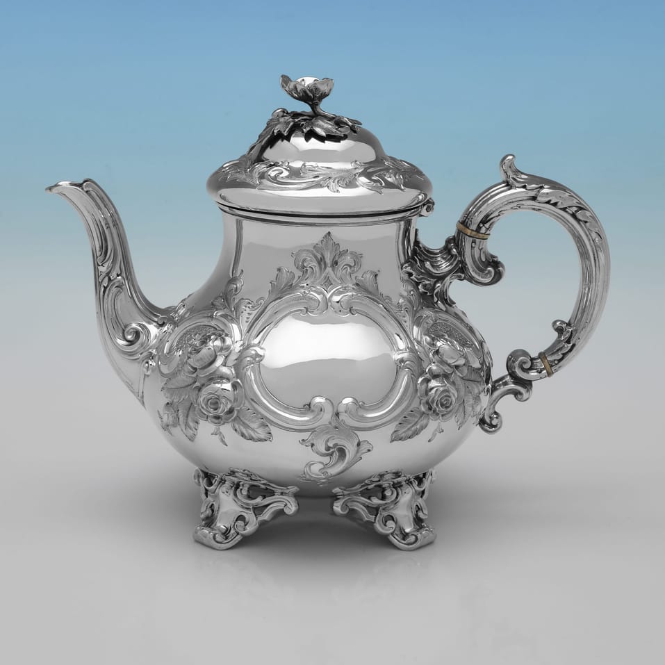Antique Sterling Silver 3 Piece Tea Set - Edward & John Barnard, hallmarked in 1875 London - Victorian - Image 2