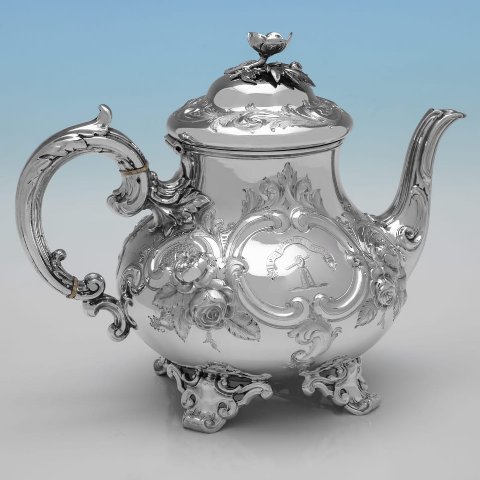 Antique Sterling Silver 3 Piece Tea Set - Edward & John Barnard, hallmarked in 1875 London - Victorian - Image 3