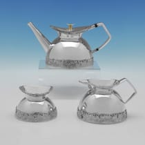Sterling Silver 3 piece Tea Set - Michael Benstead, hallmarked in 1975 London - Elizabeth II - Thumbnail 1