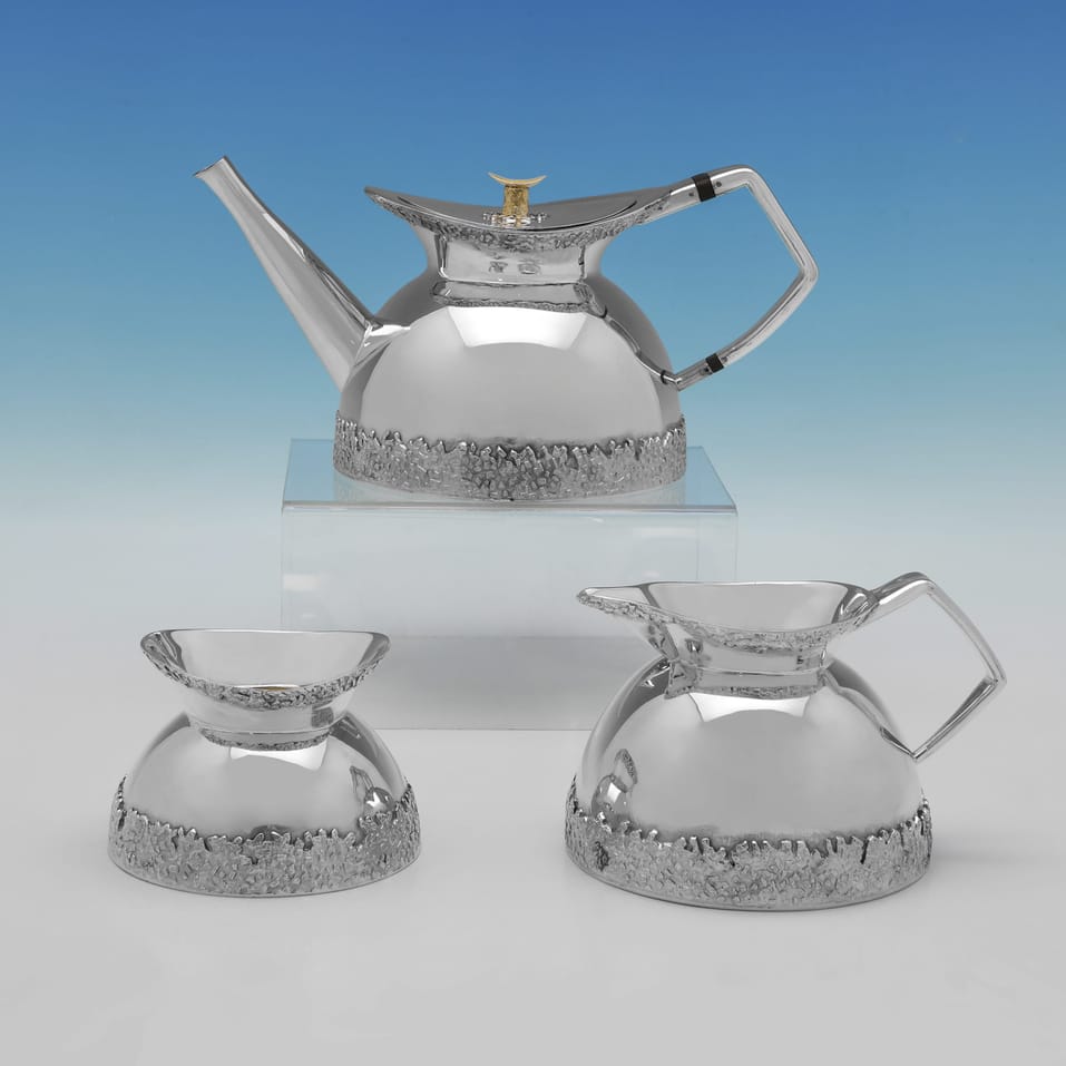 Sterling Silver 3 piece Tea Set - Michael Benstead, hallmarked in 1975 London - Elizabeth II