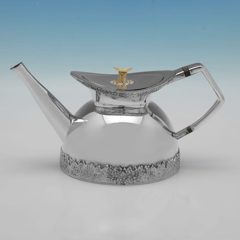 Sterling Silver 3 piece Tea Set - Michael Benstead, hallmarked in 1975 London - Elizabeth II - Image 2