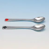 Sterling Silver & Enamel 'Card Suit' Set of Tea Spoons - Georg Jensen, made circa 1945 - George VI - Thumbnail 3
