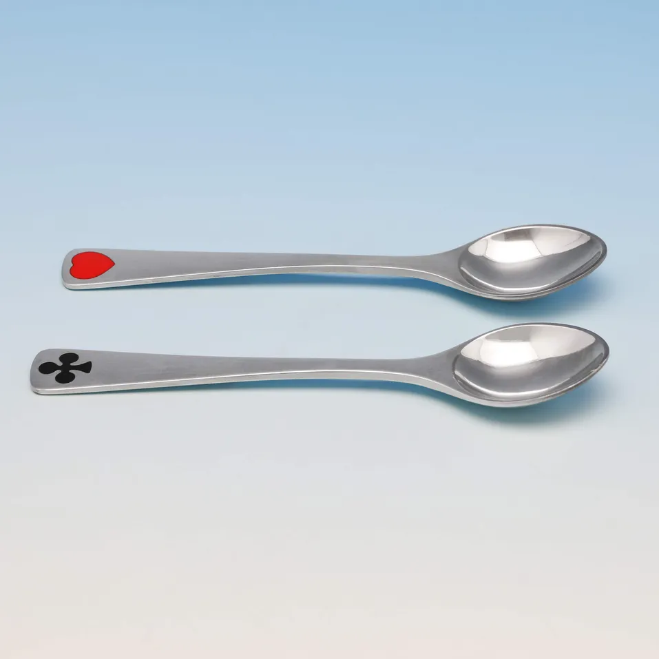 Sterling Silver & Enamel 'Card Suit' Set of Tea Spoons - Georg Jensen, made circa 1945 - George VI - Image 3
