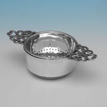 Antique Sterling Silver Tea Strainer - I. S. Greenberg & Co., hallmarked in 1913 Birmingham - George V - Thumbnail 1