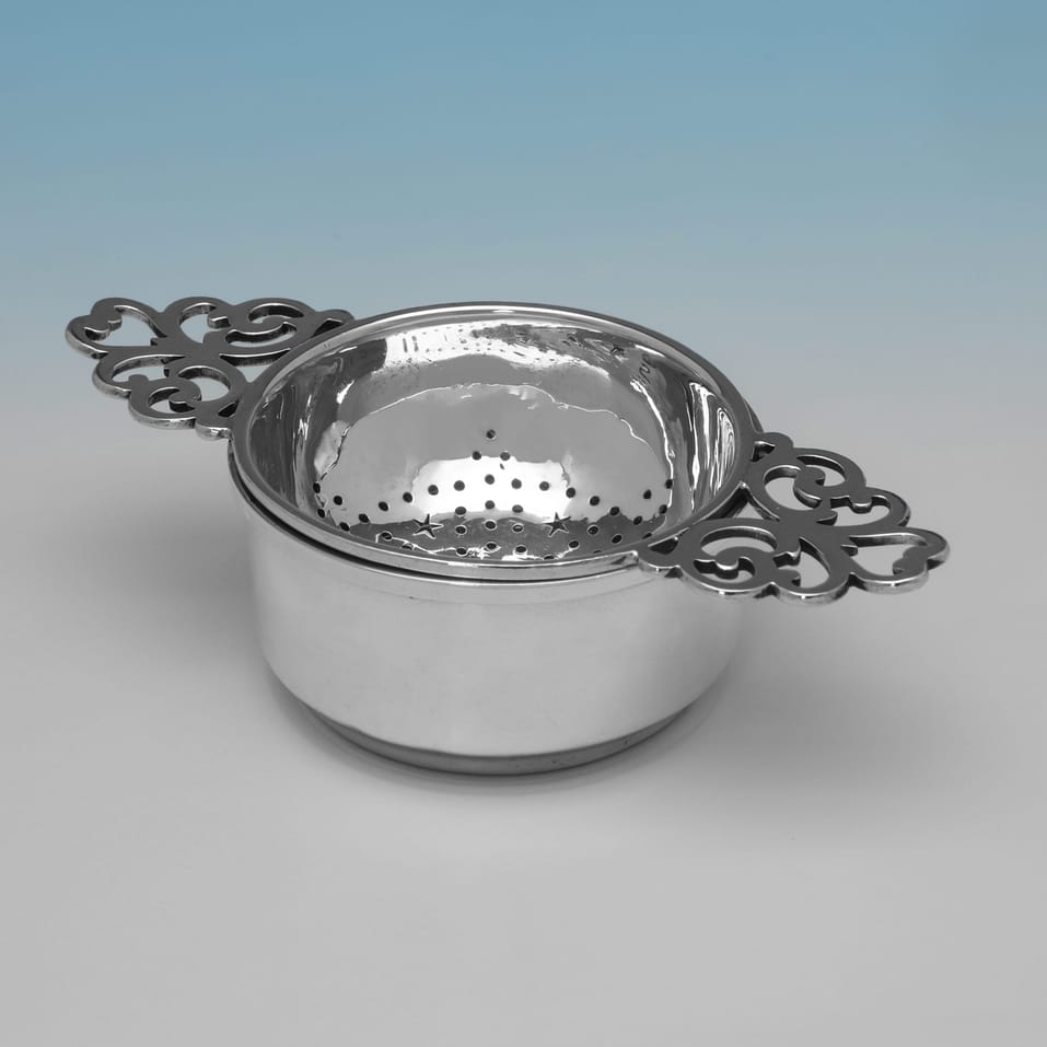 Antique Sterling Silver Tea Strainer - I. S. Greenberg & Co., hallmarked in 1913 Birmingham - George V